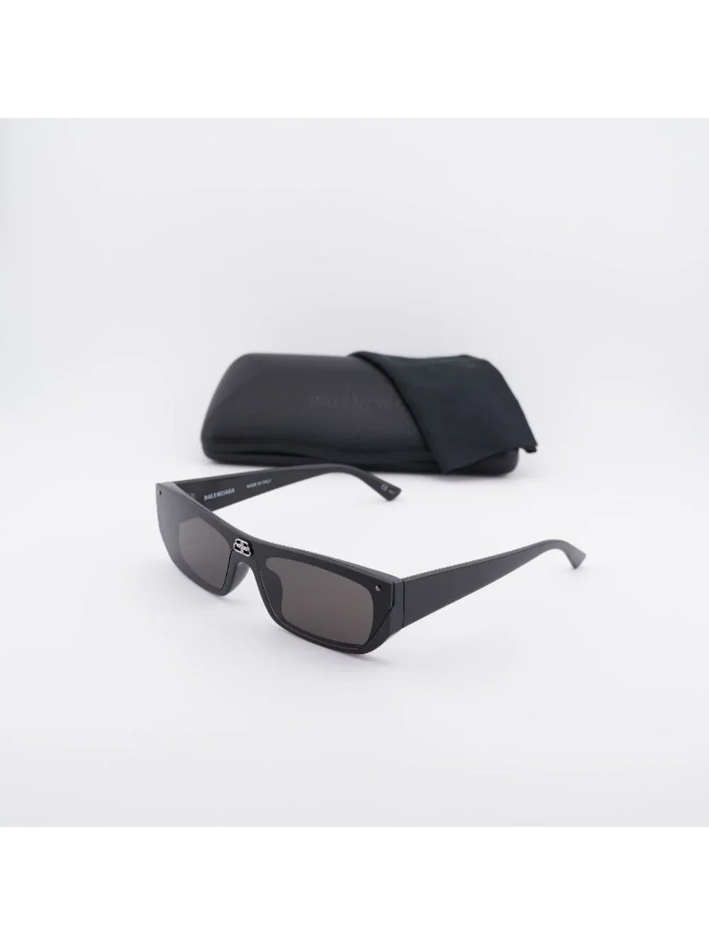 Balenciaga BB0080S 001 Rectangle Unisex Sunglasses - Black / Grey